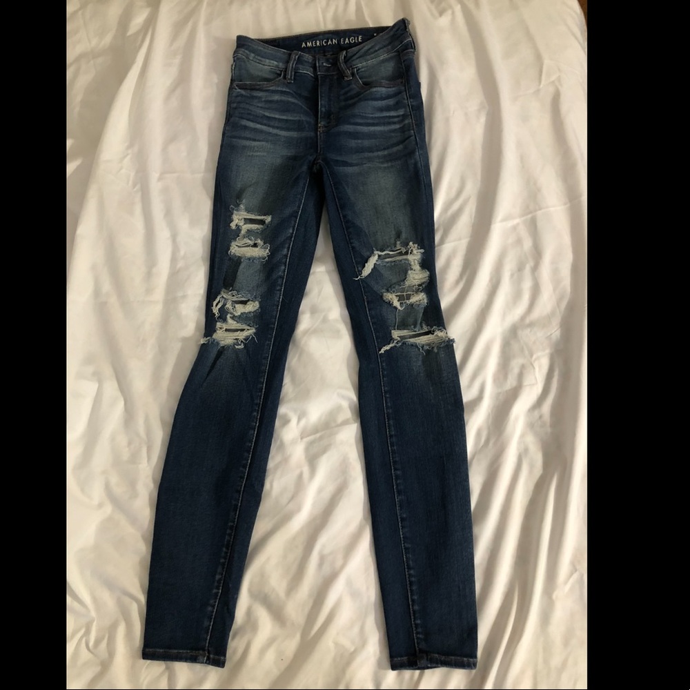 AE High Rise jegging Long Ripped Jeans